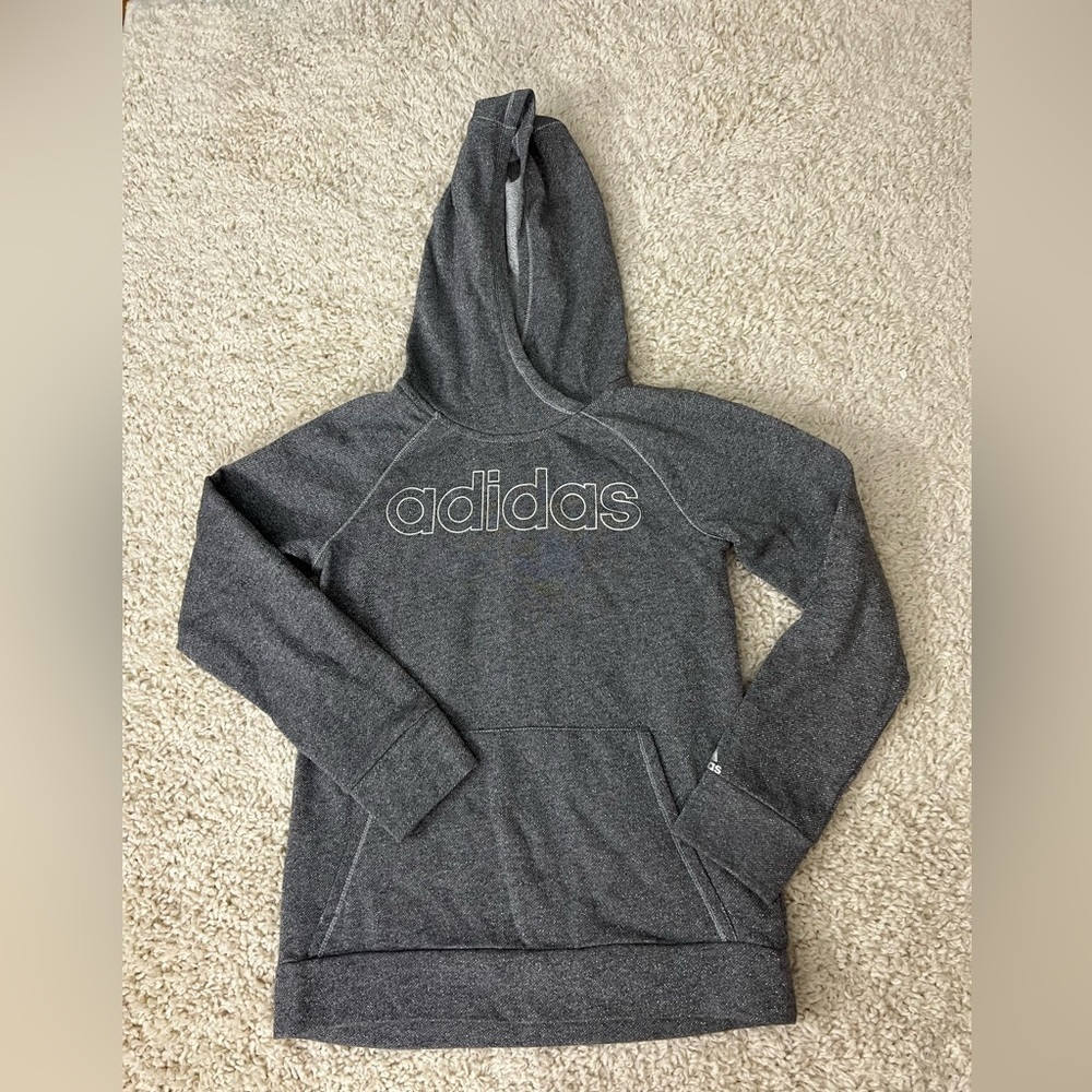 Girls size Medium (10/12) Adidas Sparkle Gray Hoodie
